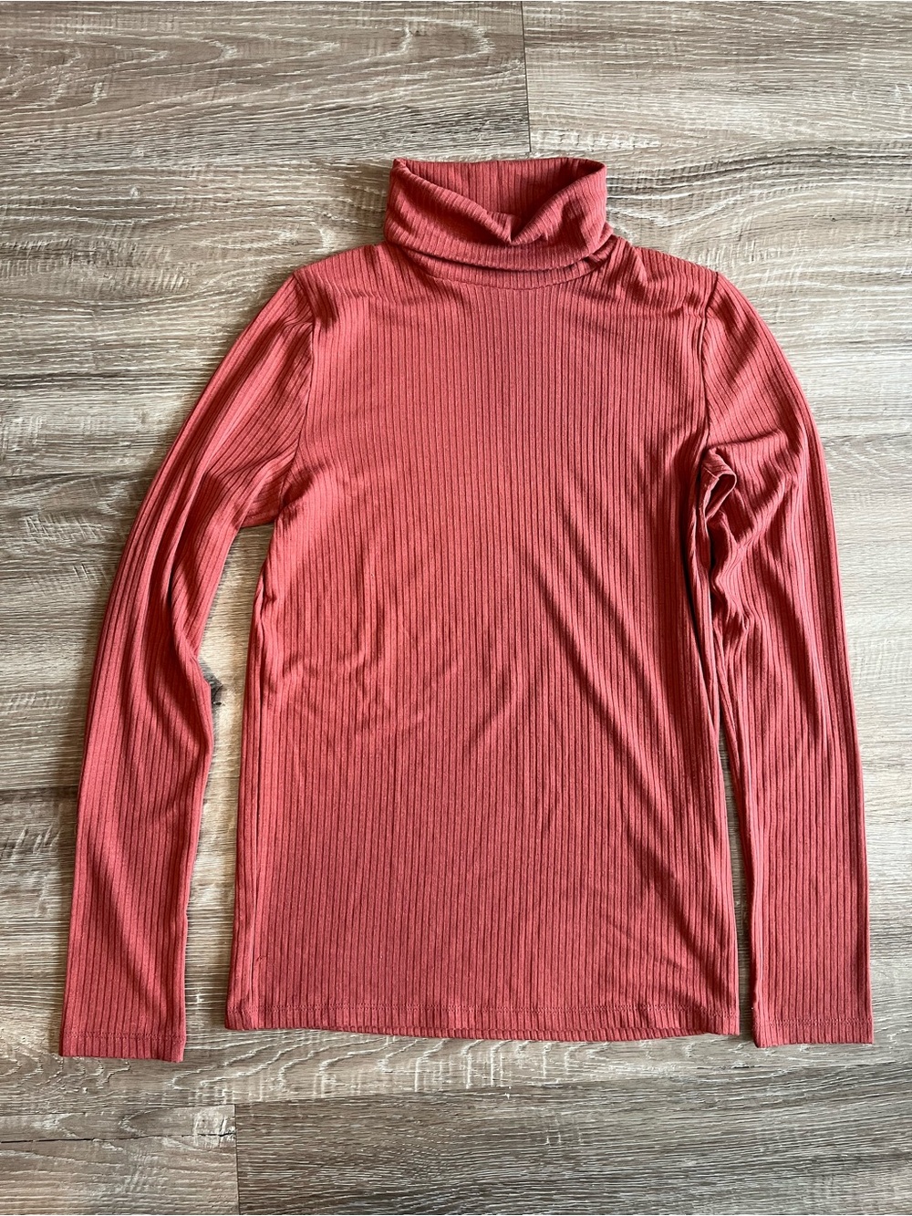 Madewell Women’s Small Coral Ribbed Turtleneck Sweater Stretchy Longsleeve Top